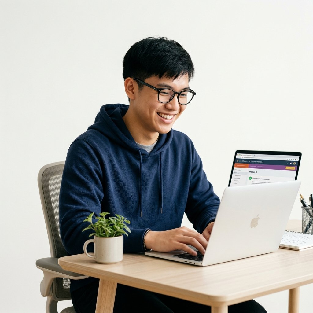 Student discovering free online courses and certificates